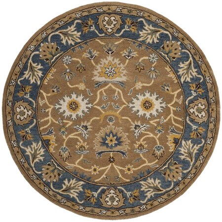 Safavieh Heritage Round Hand Tufted Rug, Camel and Blue - 6 x 6 ft. HG652A-6R